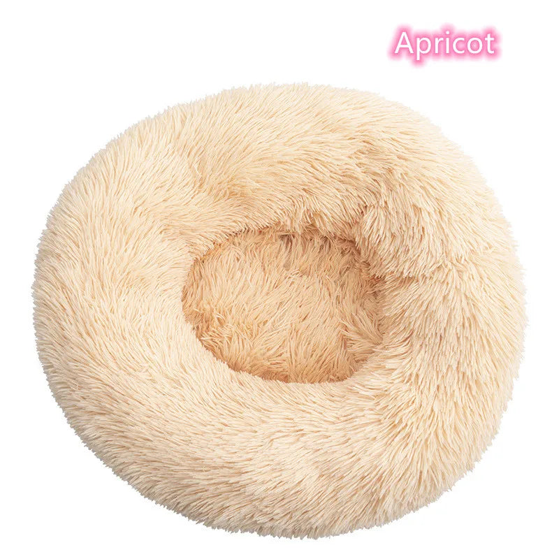Calming Donut Cat Bed – Super Soft Plush Washable Pet Sleeping Cushion