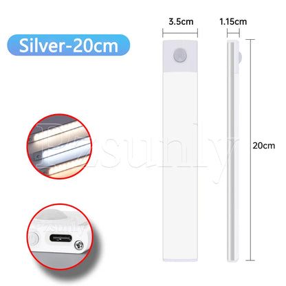 Motion Sensor LED Cabinet Light USB Rechargeable – 3 Color Modes, Stepless Dimming