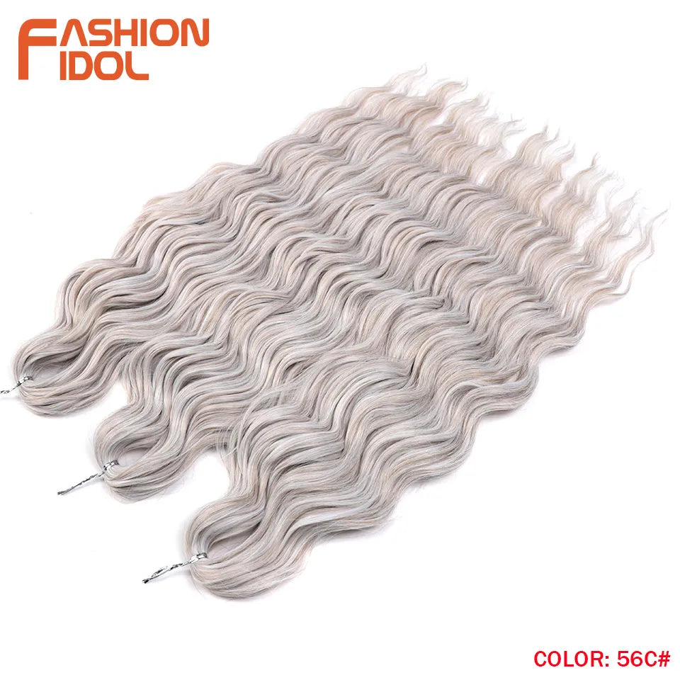 Crochet Braiding Hair 24 Inch Water Wave Synthetic Extensions Multi-Color