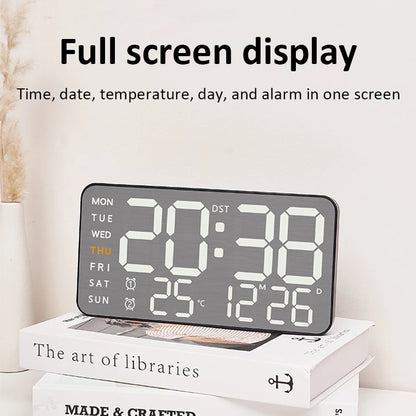 LED Digital Mirror Clock with Alarm, Temperature & Remote