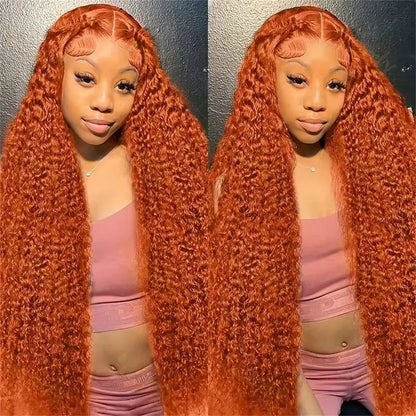 Ginger Orange HD Lace Front Wig – Deep Curly Human Hair