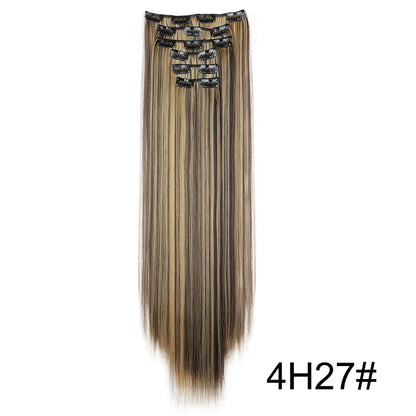 Clip-In Hair Extensions 6-Piece Set – Long Straight Synthetic Hair