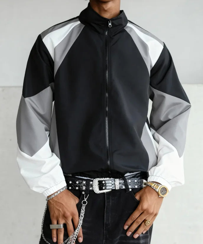 Men's Color-Block Lightweight Jacket – Casual Zip-Up Windbreaker