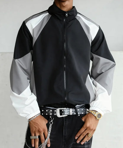 Men's Color-Block Lightweight Jacket – Casual Zip-Up Windbreaker