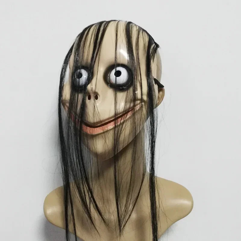 Halloween Horror Ghost Mask with Long Hair – Momo Cosplay Party Mask