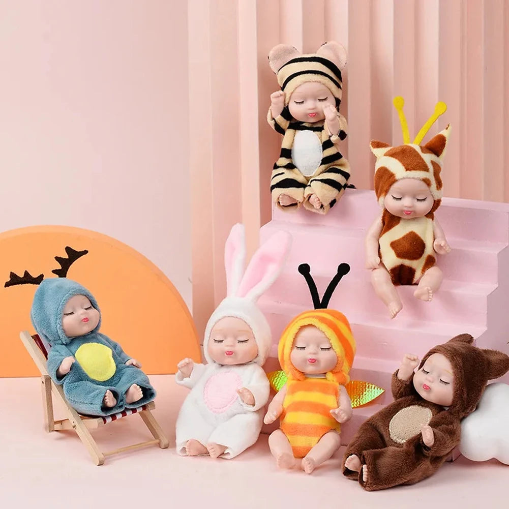 Mini Sleeping Baby Doll in Animal Costume – Cute Reborn Toy