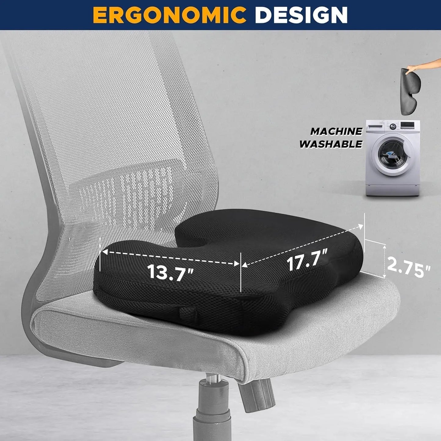 Gel & Memory Foam Orthopedic Coccyx Seat Cushion