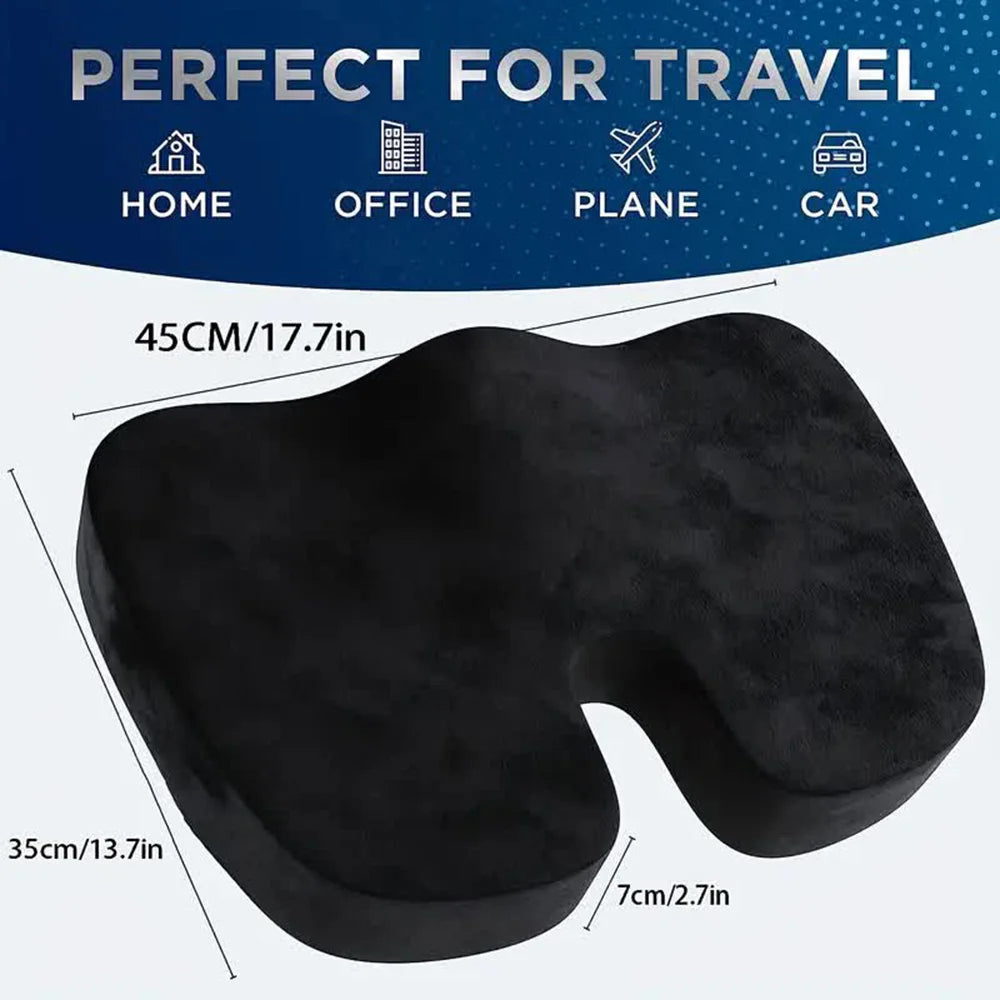 Memory Foam Orthopedic Seat Cushion – U-Shaped Coccyx Chair Pad