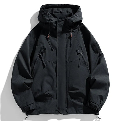 Men's Waterproof Hooded Windbreaker Jacket – Lightweight Cargo Coat