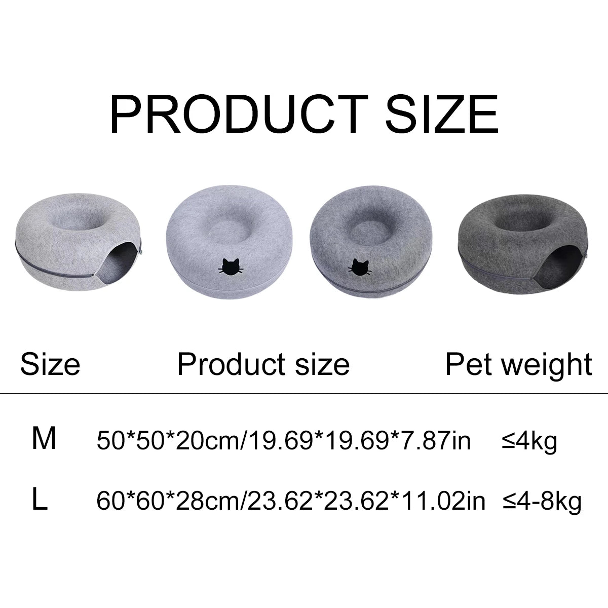 Cat Tunnel Bed – Round Felt Donut House with Scratcher