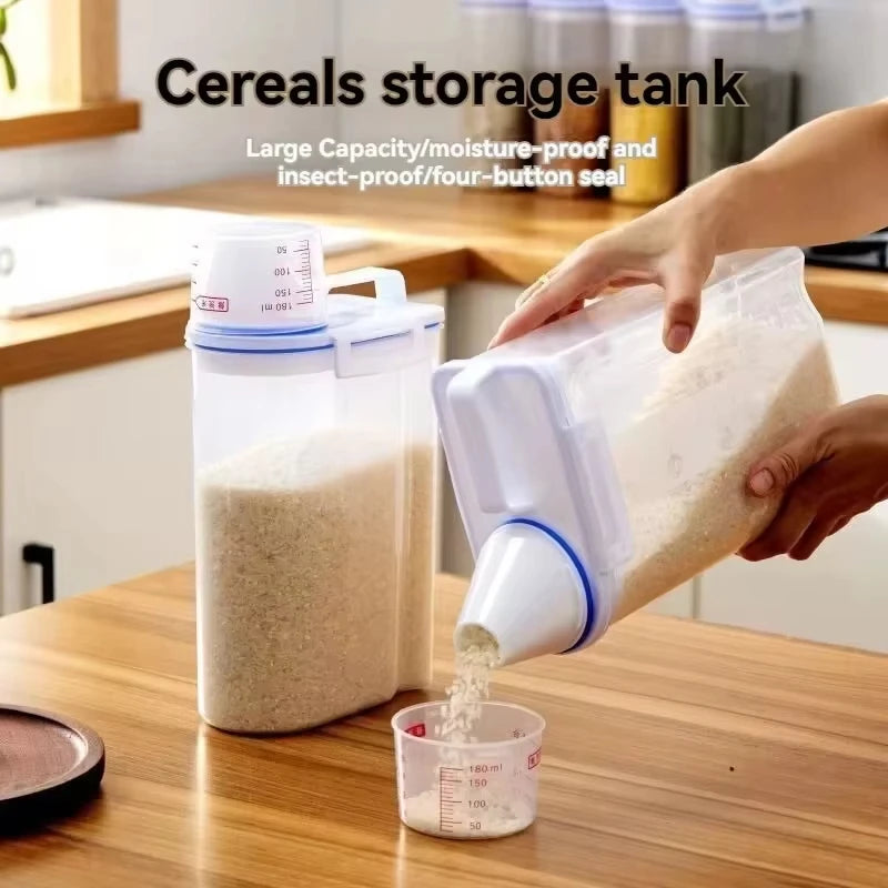 Rice Storage Container 2KG – Airtight Canister with Lid & Measuring Cup