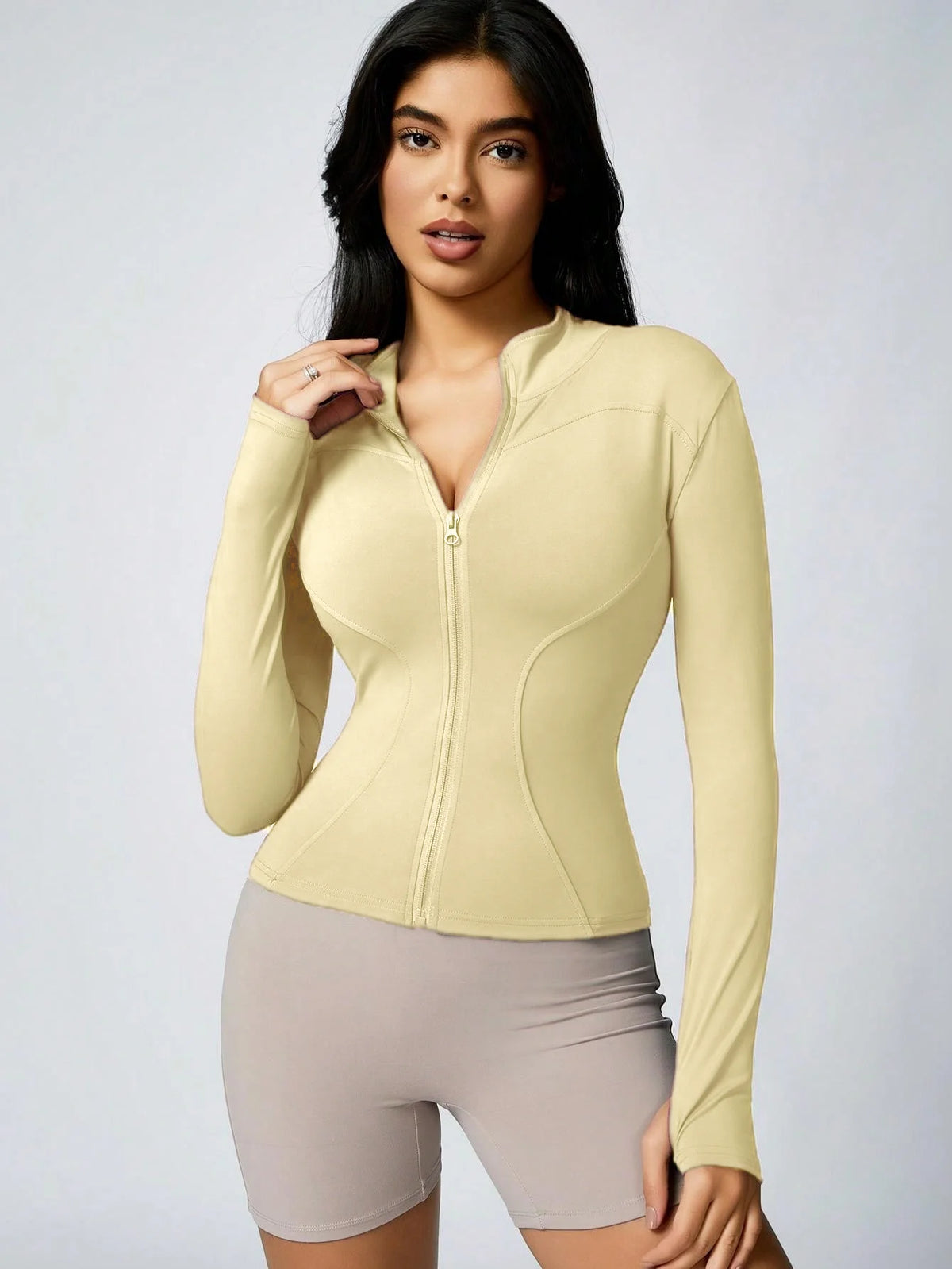 Women's Zip-Up Turtleneck Sports Jacket – Slim-Fit Activewear Top