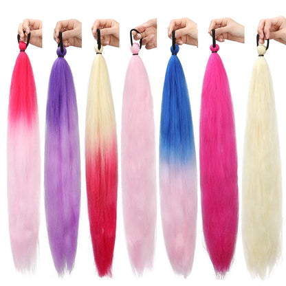 26-Inch Ombre Straight Ponytail Extension with Elastic Tie