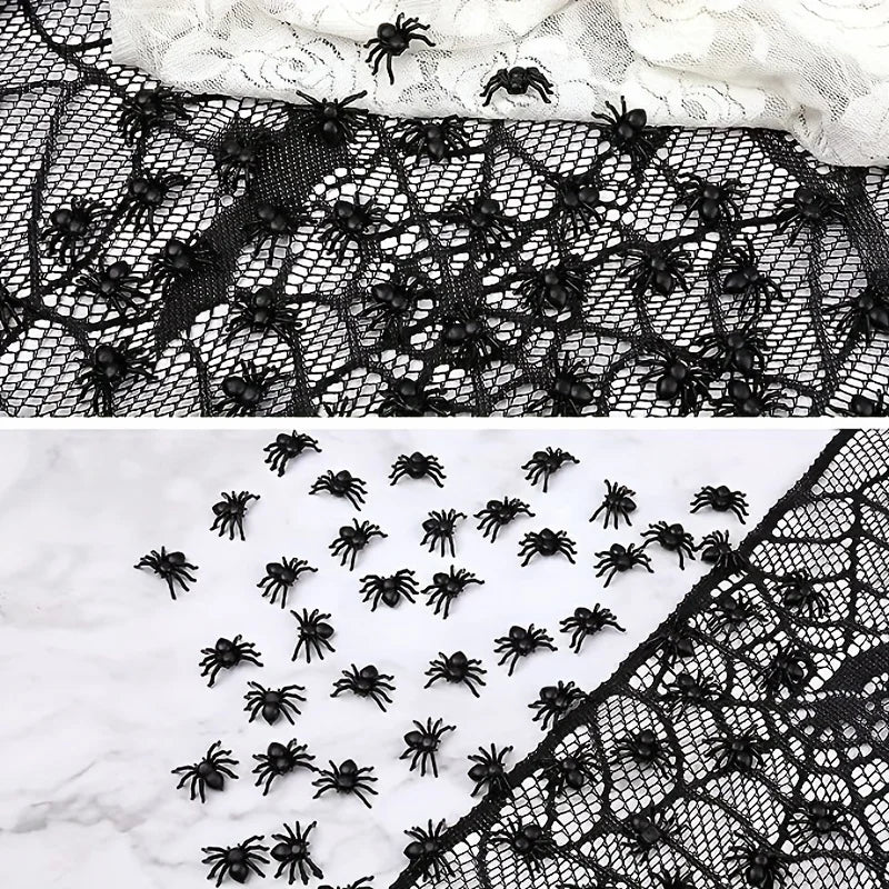 Plastic Mini Black Spiders Halloween Decoration (50/100pcs)