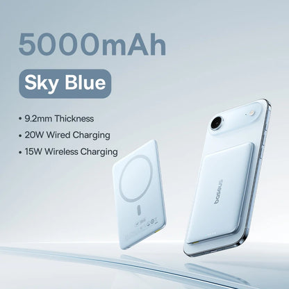 Baseus 5000mAh Slim Magnetic Power Bank – 15W Wireless & 20W Wired Charging