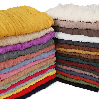 Women's Crinkle Cotton Voile Scarf – Lightweight Solid Color Shawl