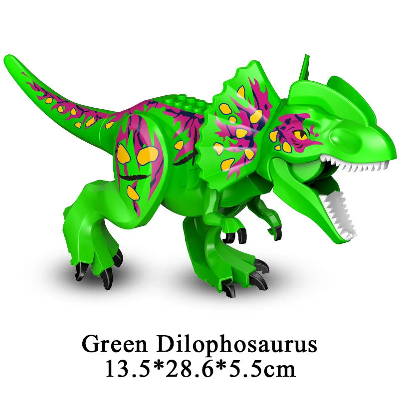 Jurassic Dinosaur Building Blocks Figures – T-Rex Raptor Triceratops MOC Models