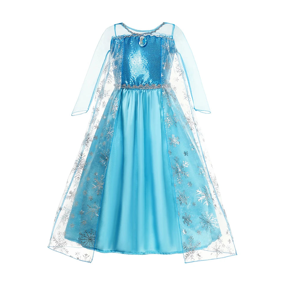 Elsa Princess Dress Girls Frozen Costume Set with Accessories