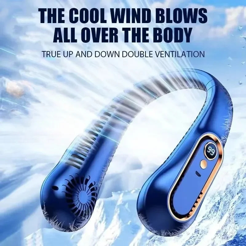 Neck Fan Bladeless Hands-Free USB Rechargeable with LED Display