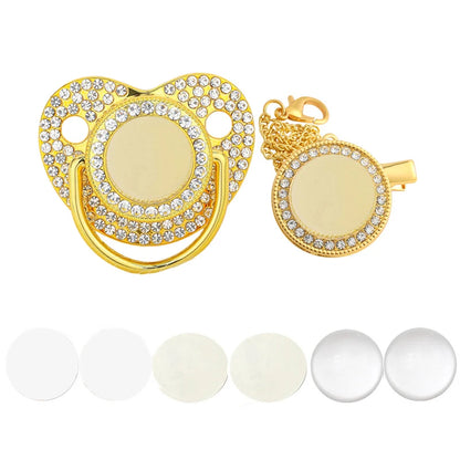 Luxury Bling Baby Pacifier & Clip Set – Personalized Newborn Dummy