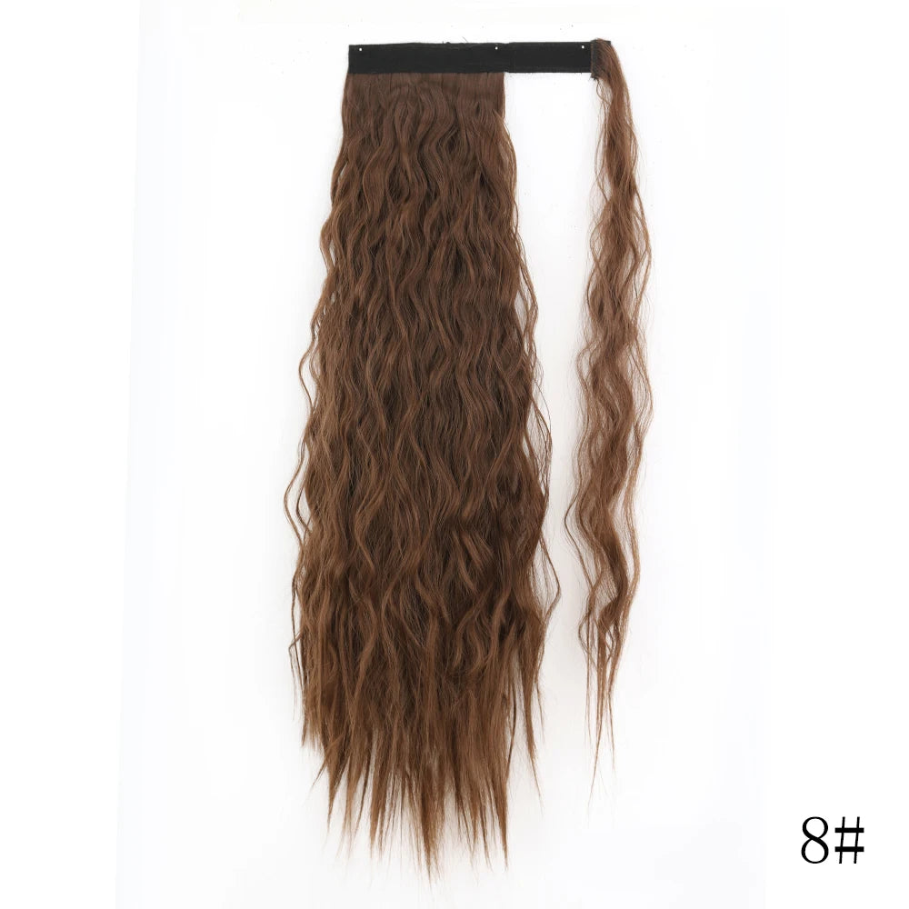 Wrap Around Ponytail Extension Synthetic Straight Hair 22-34 Inch