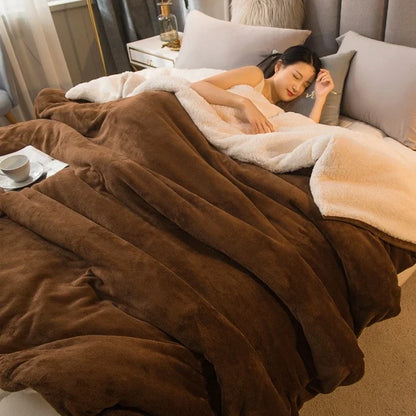 Winter Throw Blanket Double-Sided Sherpa Fleece Warm Bed Blanket