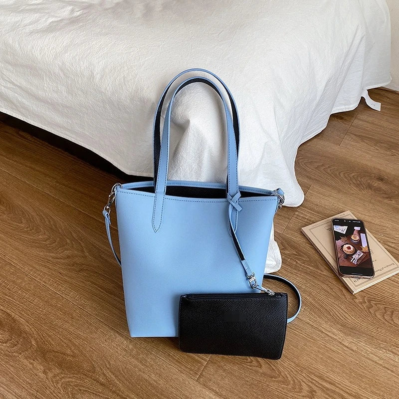 Double-Sided Tote Bag with Crossbody Pouch – Women's Shoulder Handbag