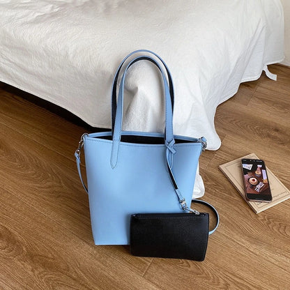 Double-Sided Tote Bag with Crossbody Pouch – Women's Shoulder Handbag