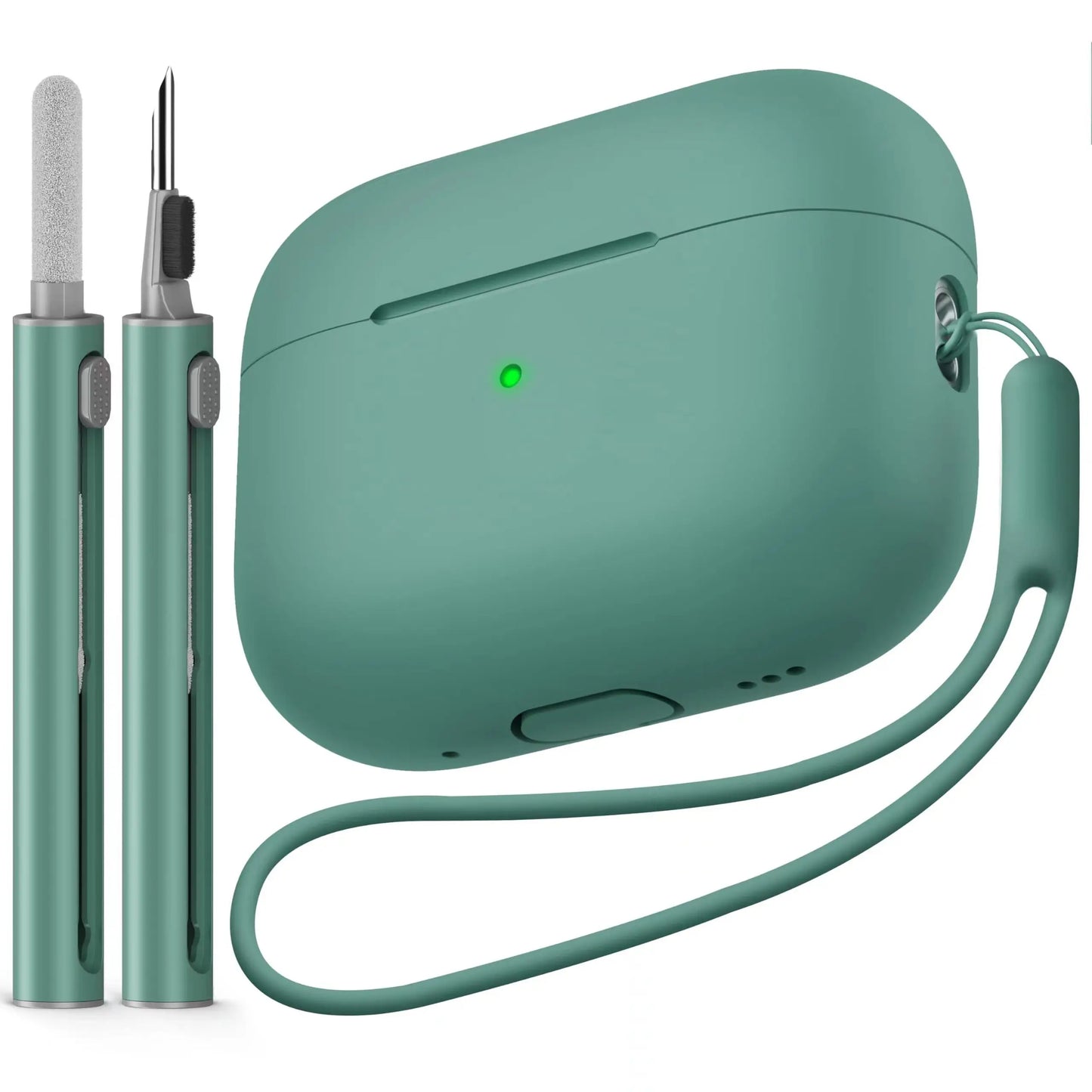 Silicone AirPods Pro 2 Case with Wrist Strap & Cleaning Kit