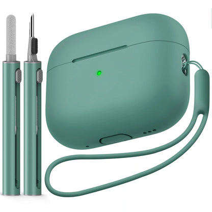Silicone AirPods Pro 2 Case with Wrist Strap & Cleaning Kit