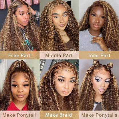 13x4 Highlighted Deep Wave Human Hair Lace Wig – HD Glueless