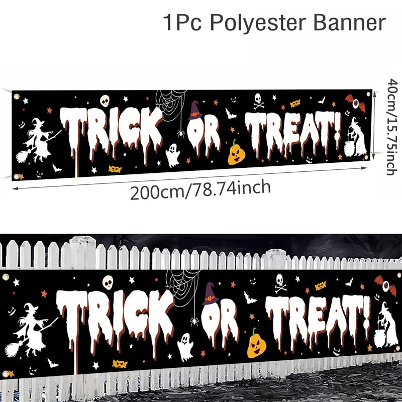 Halloween Banner Outdoor Decoration – Pumpkin Ghost Yard Sign
