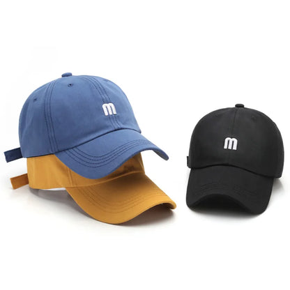 Cotton Baseball Cap with Letter M Embroidery – Unisex Snapback