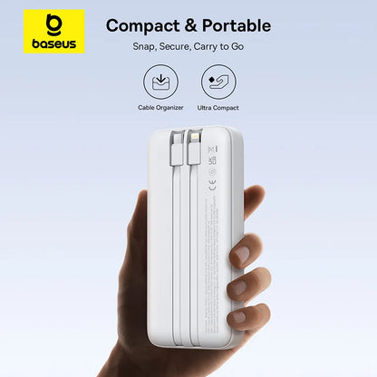 Baseus 20000mAh Power Bank – 22.5W PD Fast Charging with Built-In Cables