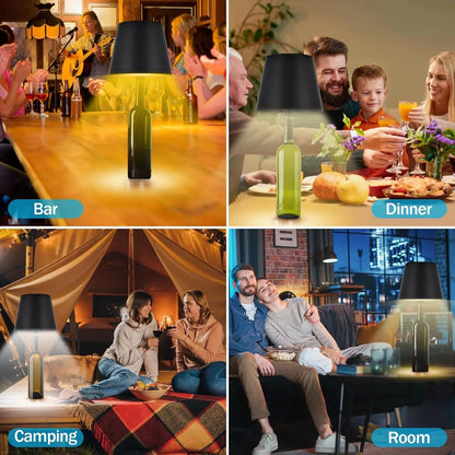 Wireless Bottle Lamp – Touch Control, 3-Color Stepless Dimming for Bar & Restaurant