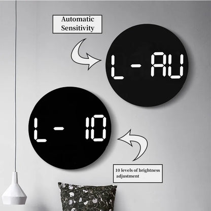 10-Inch Remote Control LED Digital Wall Clock with Temperature & Humidity