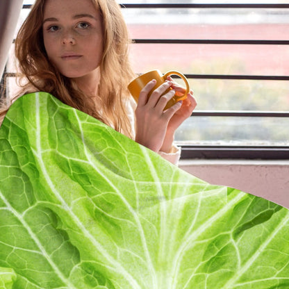 Cabbage Throw Blanket – Funny Novelty Lettuce Plush Blanket, 4 Sizes