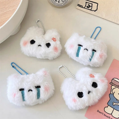 Cute Plush Animal Keychain Pendant – Fluffy Bunny & Bear Bag Charm