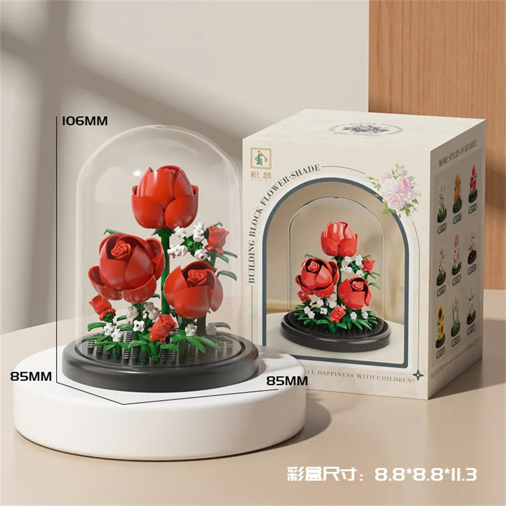 Flower Bouquet Micro Building Blocks – Bonsai Home Decor Puzzle