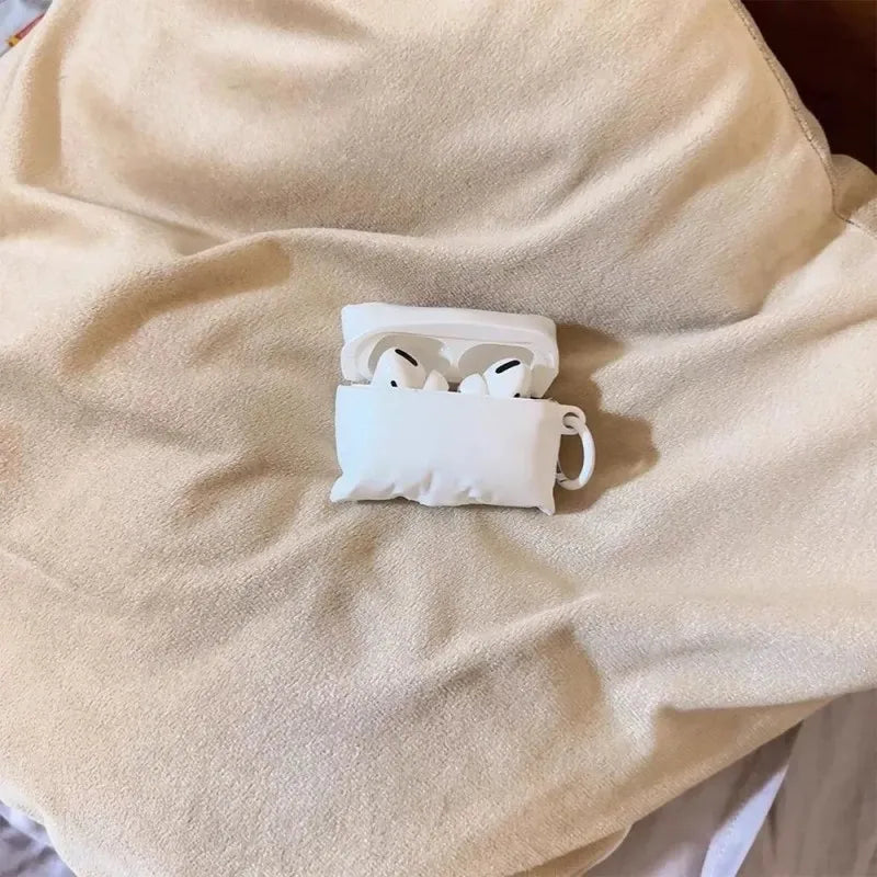 Pillow AirPods Case Soft Silicone with Carabiner Clip