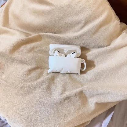 Pillow AirPods Case Soft Silicone with Carabiner Clip