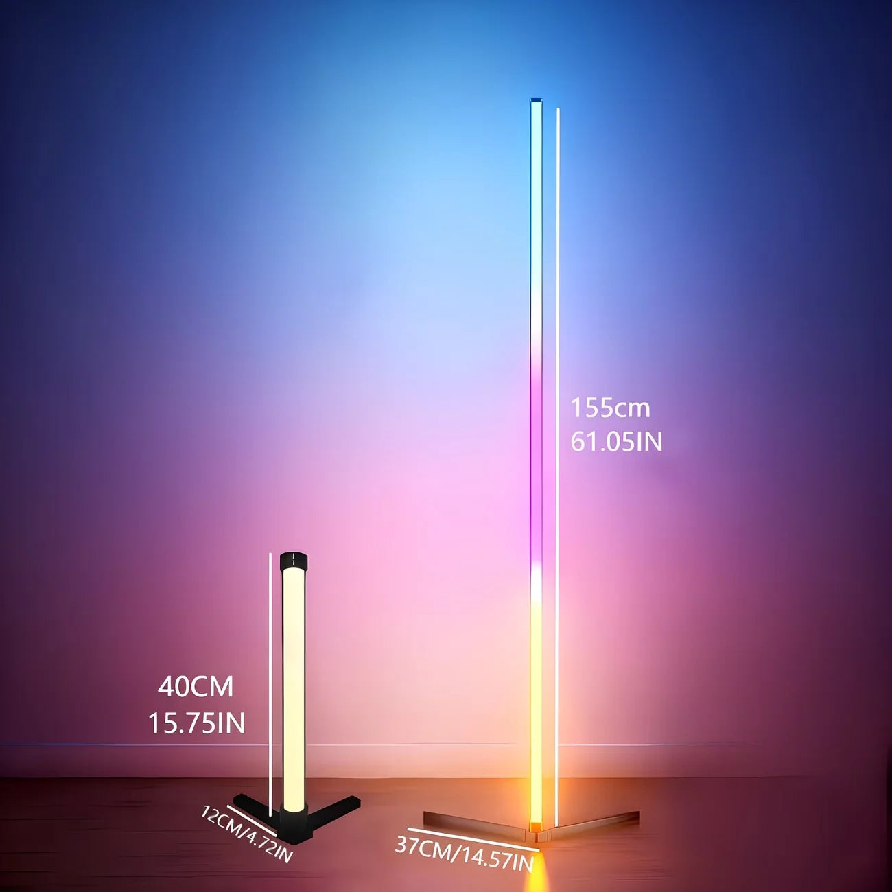 RGB Corner Floor Lamp – Music Sync, 16M Colors, Modern LED