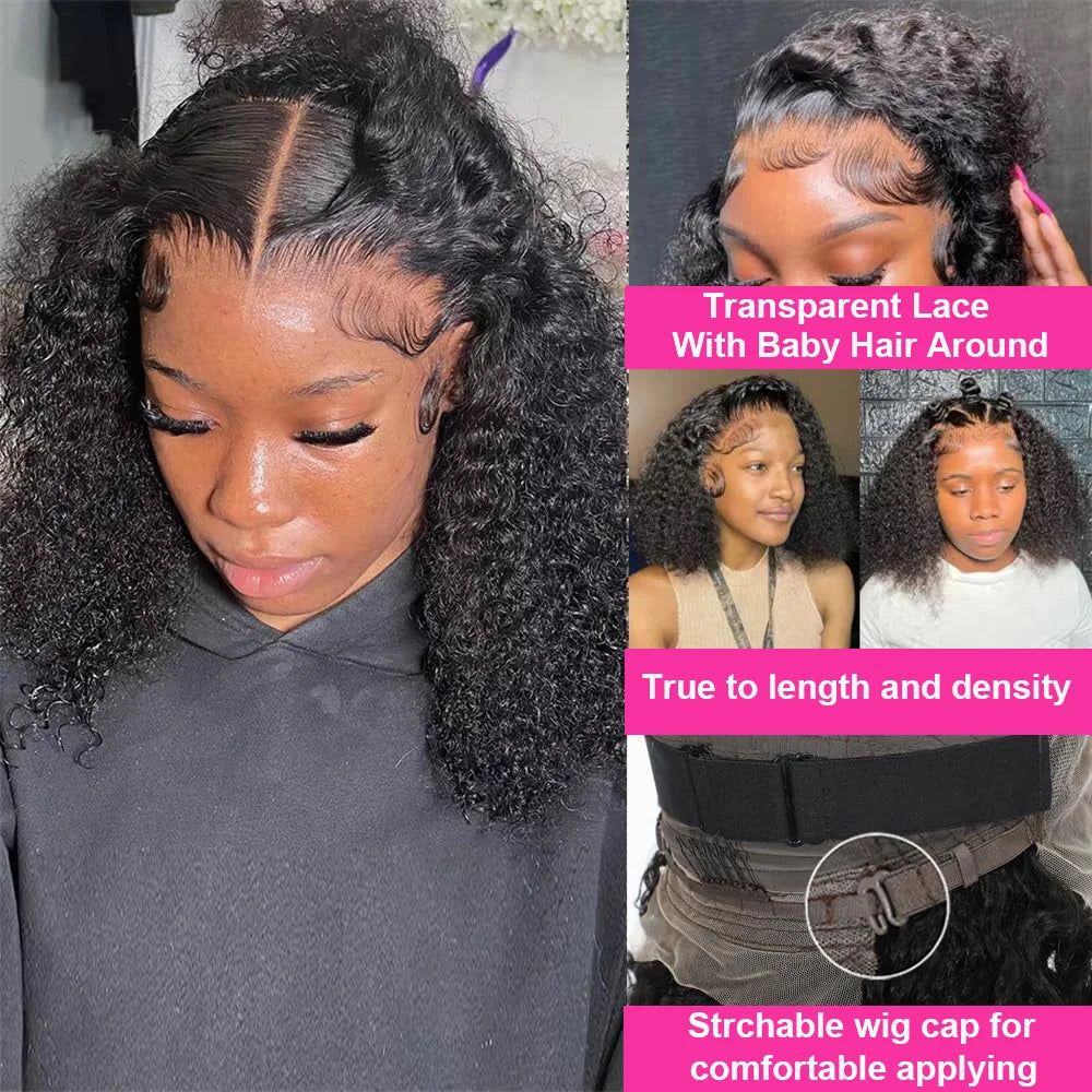 Deep Wave Curly Bob Wig Human Hair Lace Front 13x4 & 4x4