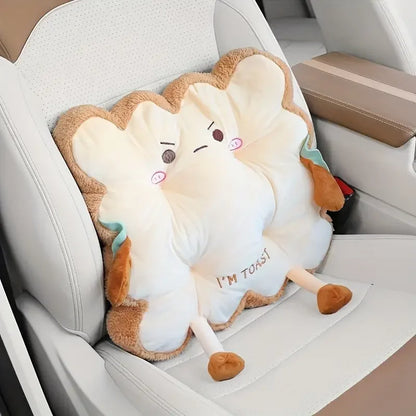 Cartoon Toast Seat Cushion – Cute Plush Chair Pad, Washable