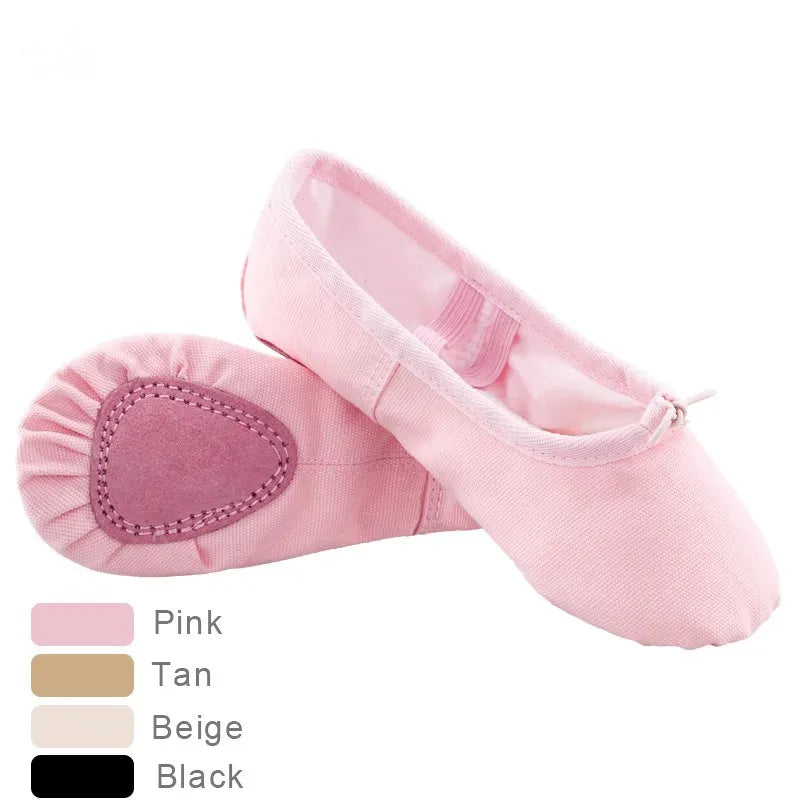 Canvas Ballet Slippers Split Sole Dance Shoes for Kids & Adults