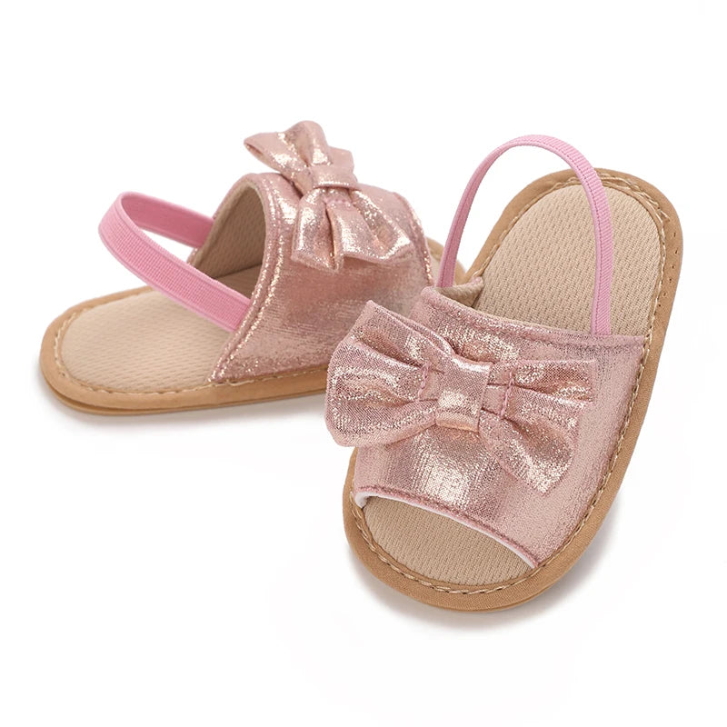 Baby Girl Pink Bow Sandals – Soft Sole Anti-Slip (0-18 Months)