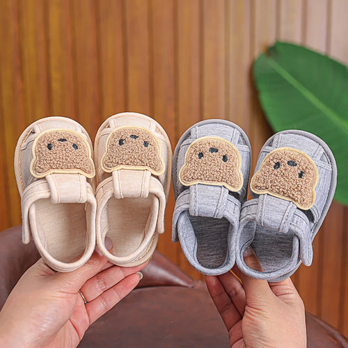 Baby Cartoon Bear Sandals – Soft Rubber Sole First Walker Shoes