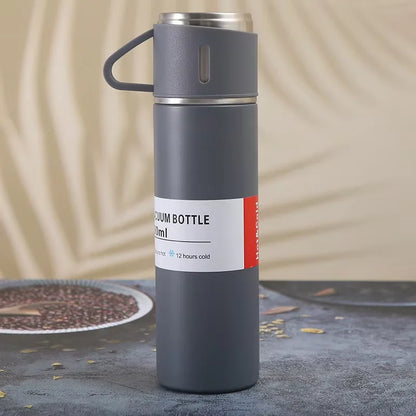 Vacuum Flask Gift Set with 3 Cups – Stainless Steel Thermos