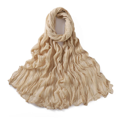 Women's Crinkle Cotton Voile Scarf – Lightweight Solid Color Shawl