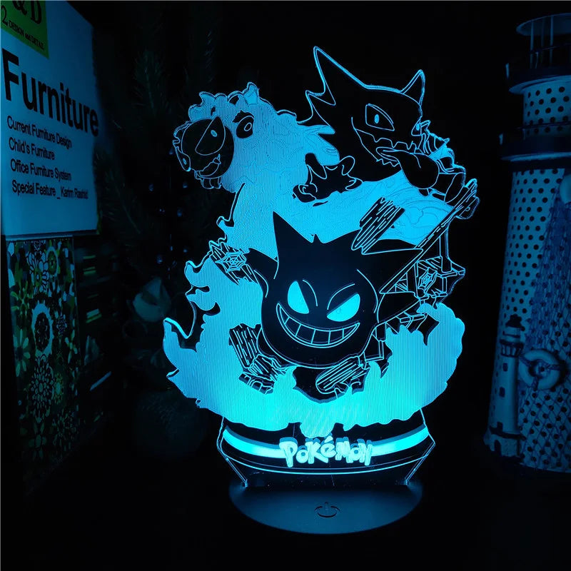 Pokémon Gengar Haunter Gastly 3D LED Night Light USB Color Changing Lamp